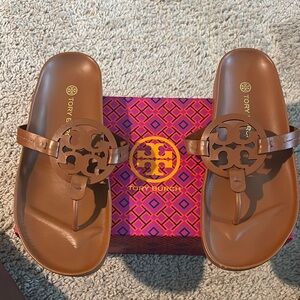 Tory Burch Tan Leather Slides